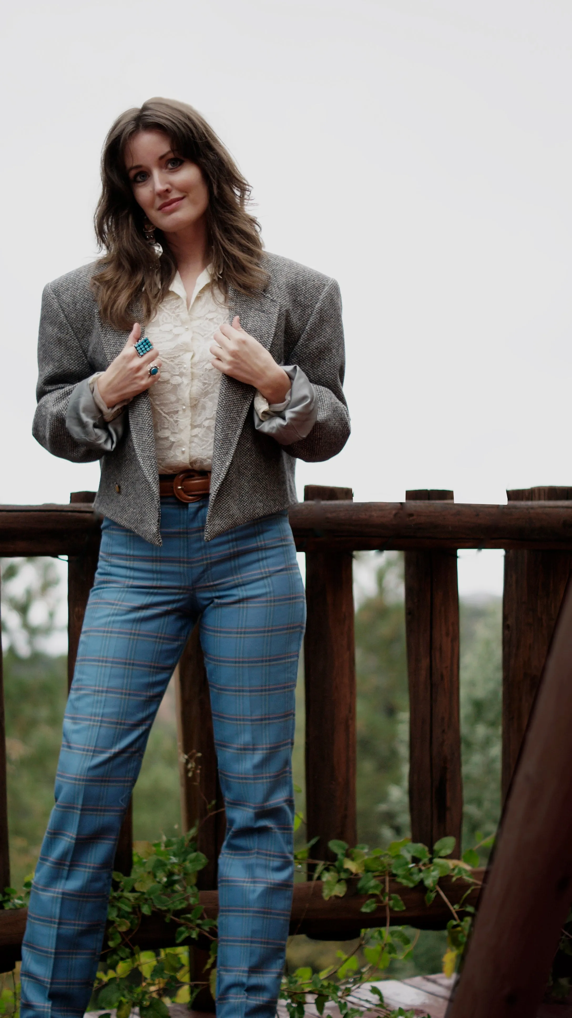 70'S VINTAGE LEE BLUE PLAID JEANS // WAIST SIZE 25