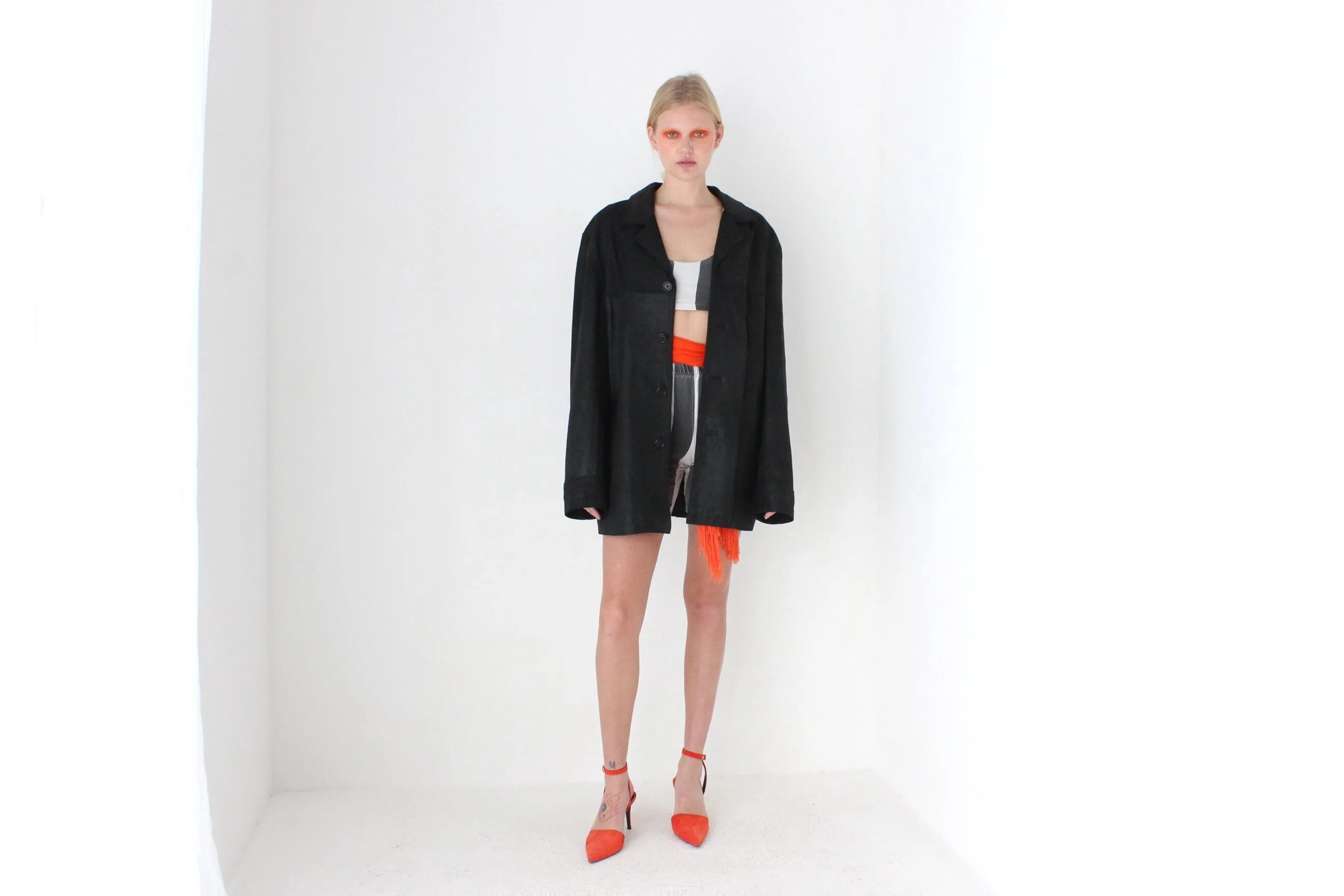 90s Oversized & Soft Boxy Leather Button Up Jacket by Siricco