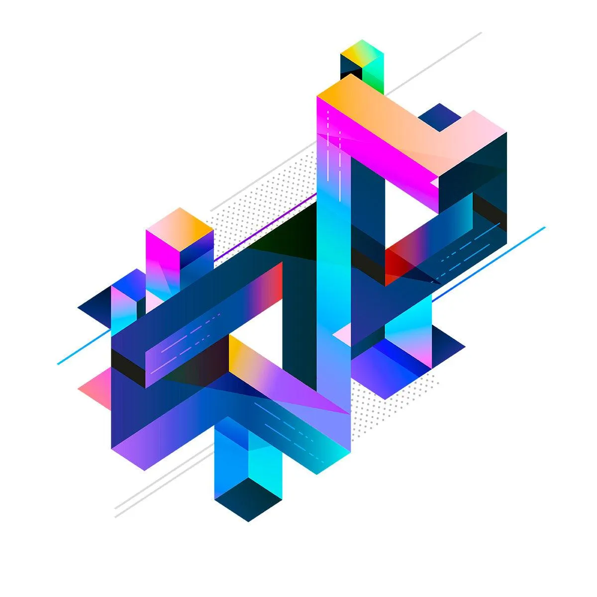 Abstract 3D Geometric T-Shirt – Multicolor Composition Graphic Tee, Unisex Design