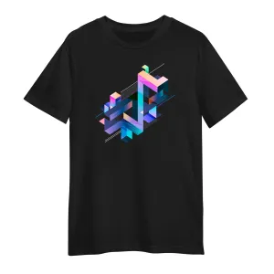 Abstract 3D Geometric T-Shirt – Multicolor Composition Graphic Tee, Unisex Design