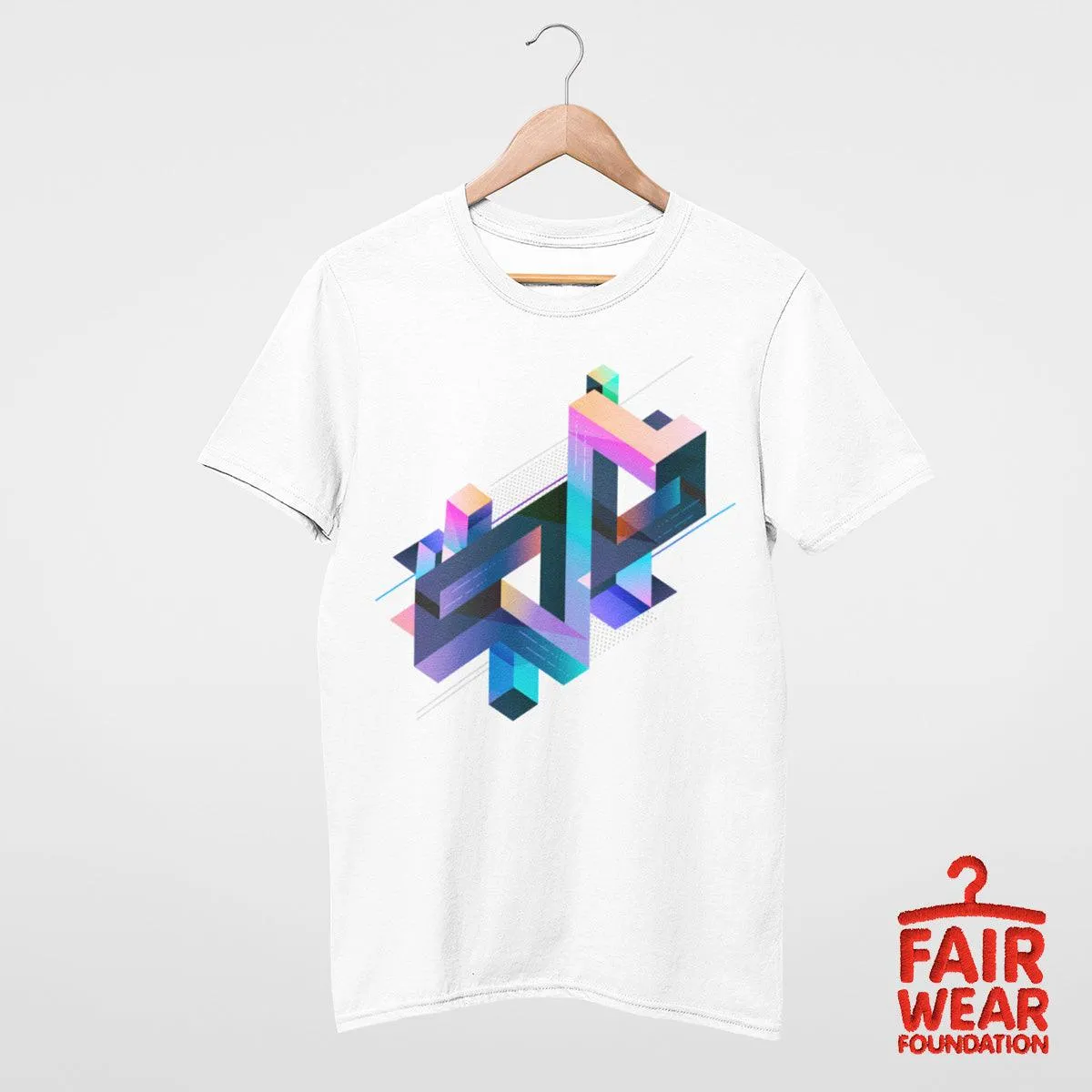 Abstract 3D Geometric T-Shirt – Multicolor Composition Graphic Tee, Unisex Design