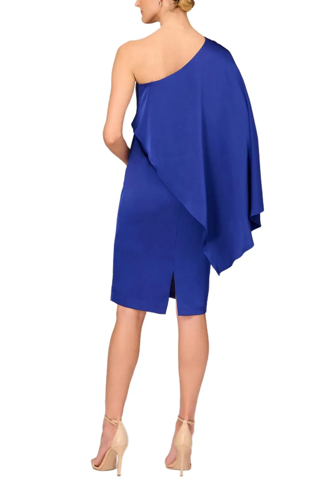 Aidan Mattox Draped One Shoulder Sheath Dress