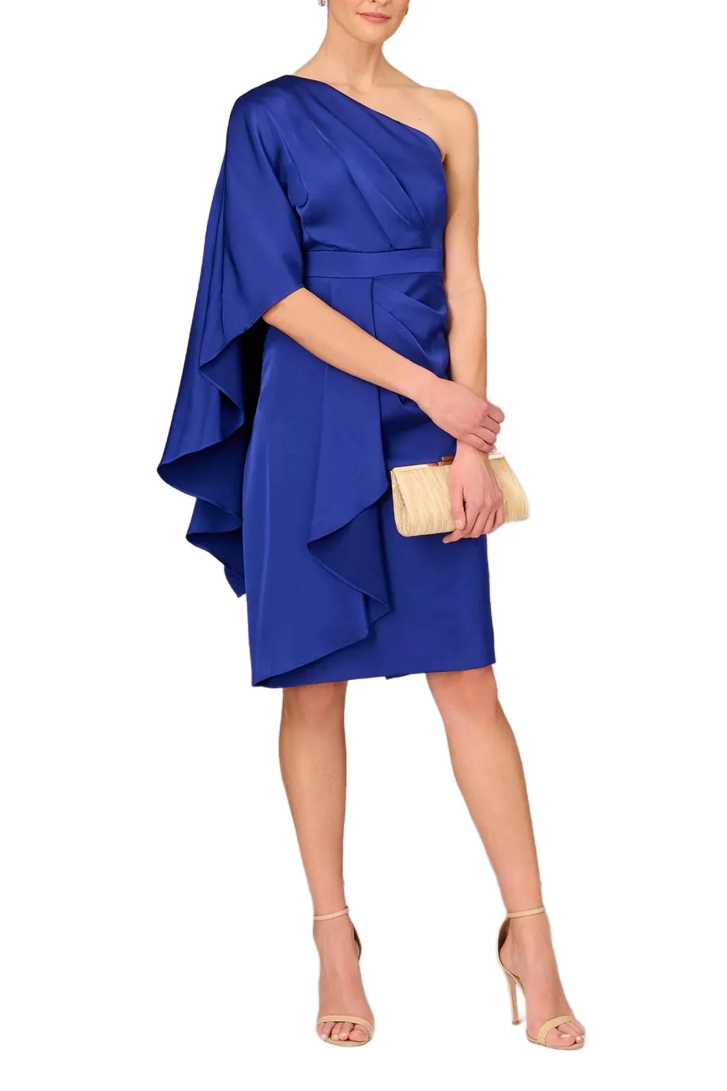 Aidan Mattox Draped One Shoulder Sheath Dress