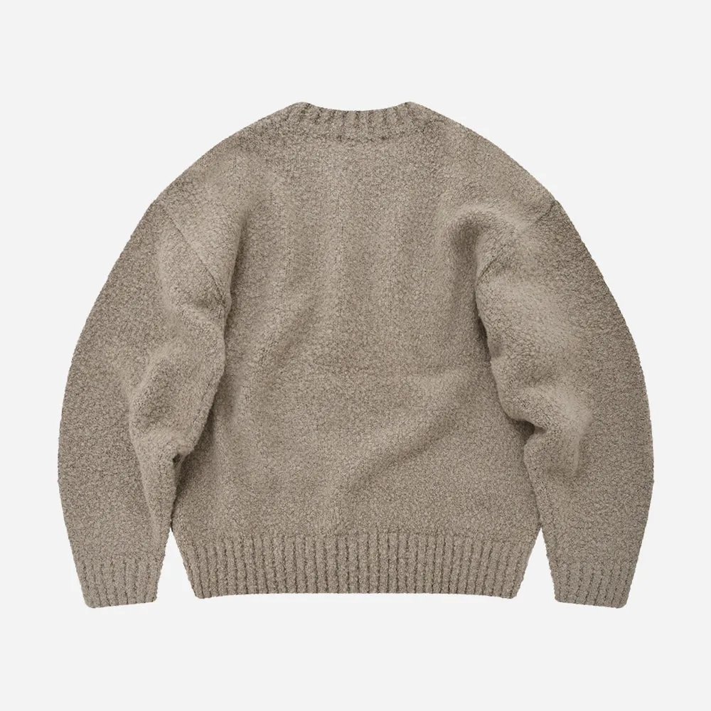 ALPACA BOUCLE CREW KNIT JUMPER - COCOA