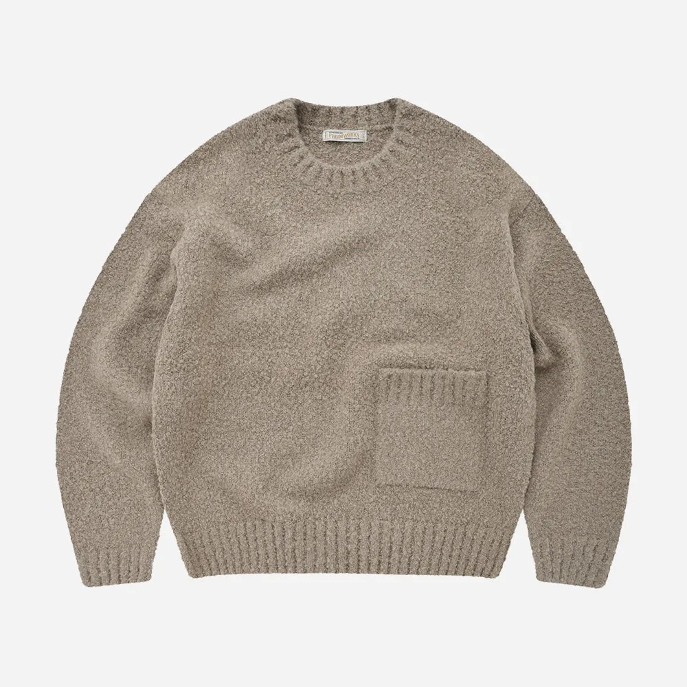 ALPACA BOUCLE CREW KNIT JUMPER - COCOA