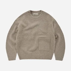 ALPACA BOUCLE CREW KNIT JUMPER - COCOA