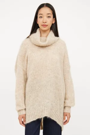 Beige Oversized Mohair Blend Sweater