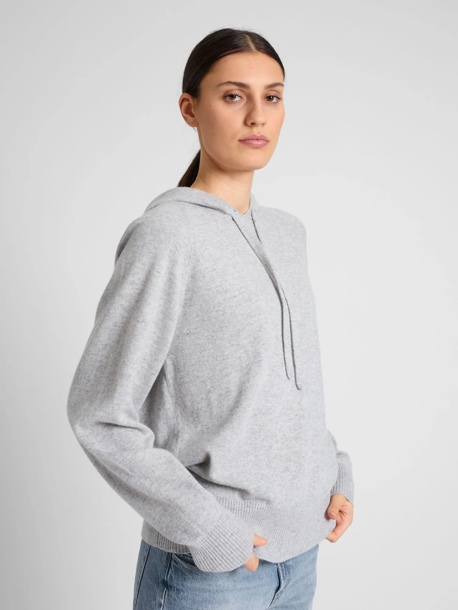 Cashmere sweater "Lux Hoodie" - light grey