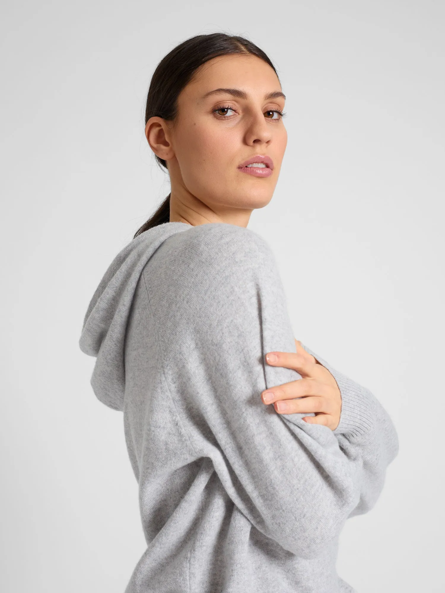 Cashmere sweater "Lux Hoodie" - light grey