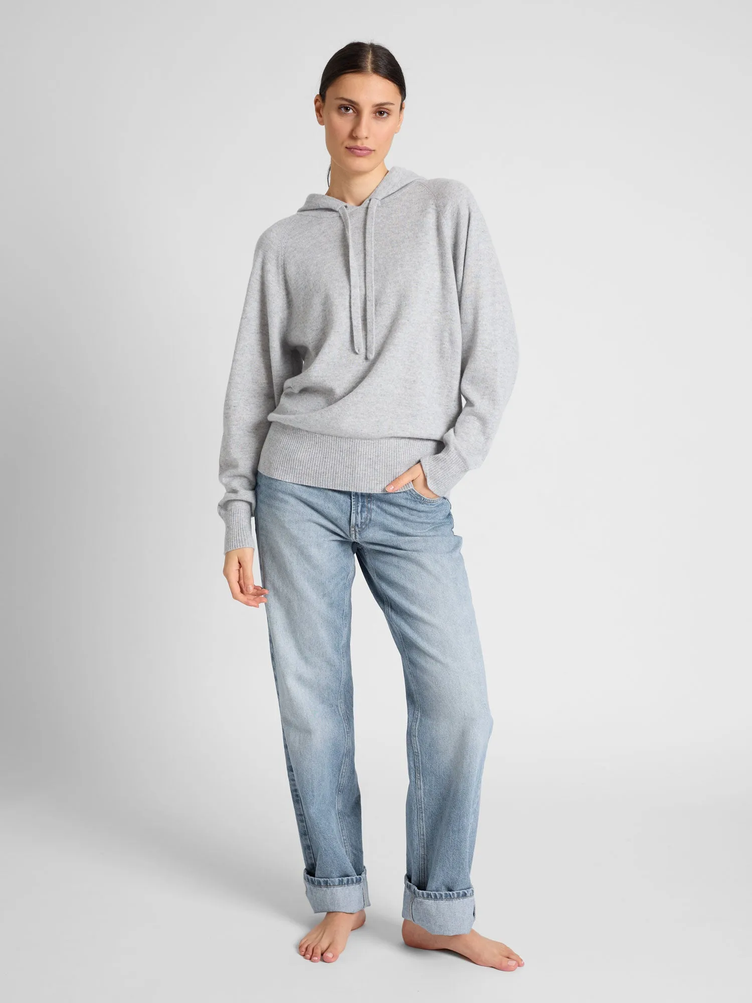 Cashmere sweater "Lux Hoodie" - light grey