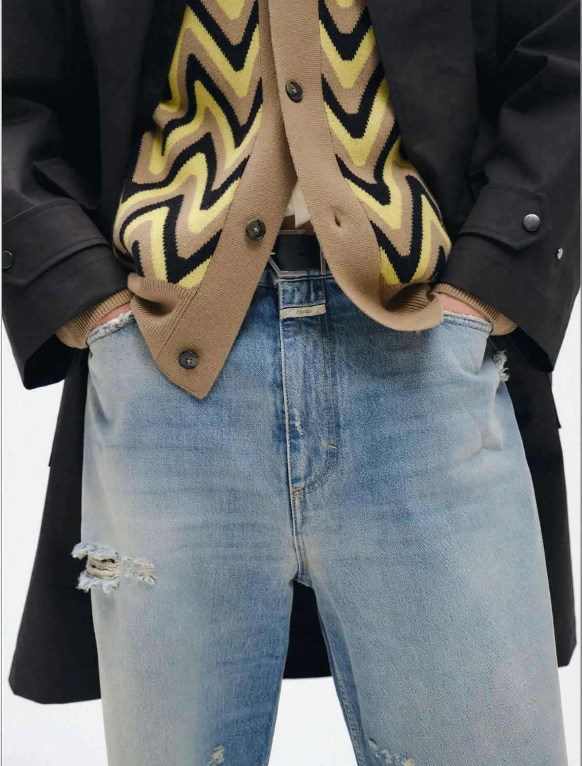 CLOSED MENS CASHMERE MIX CARDIGAN- PRIMARY YELLOW