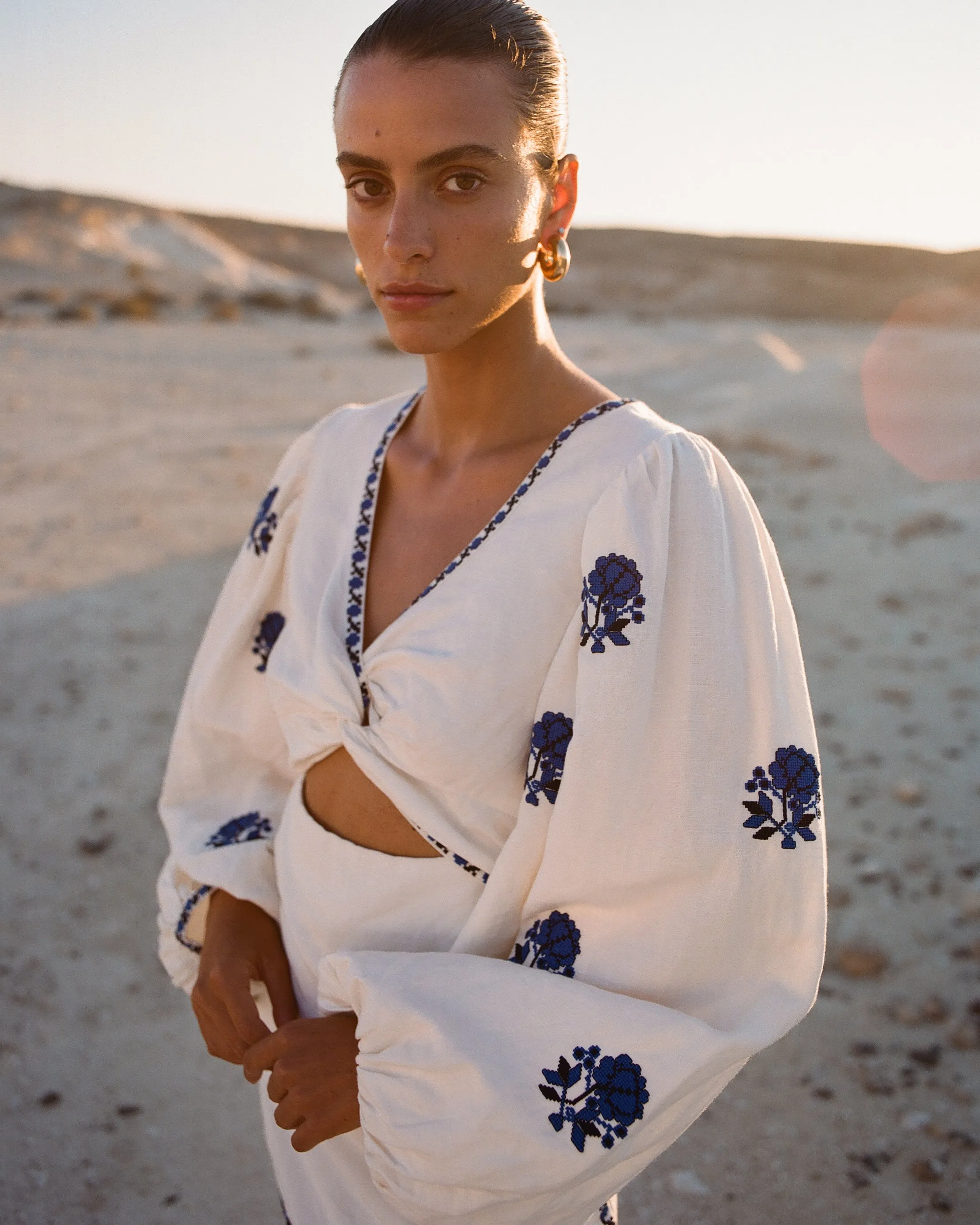 Diana Cut-Out Dress - Natural Linen by Desert Queen