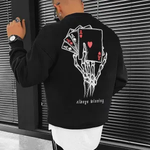 Fashion Oversized Casual Poker Print Sweatshirt