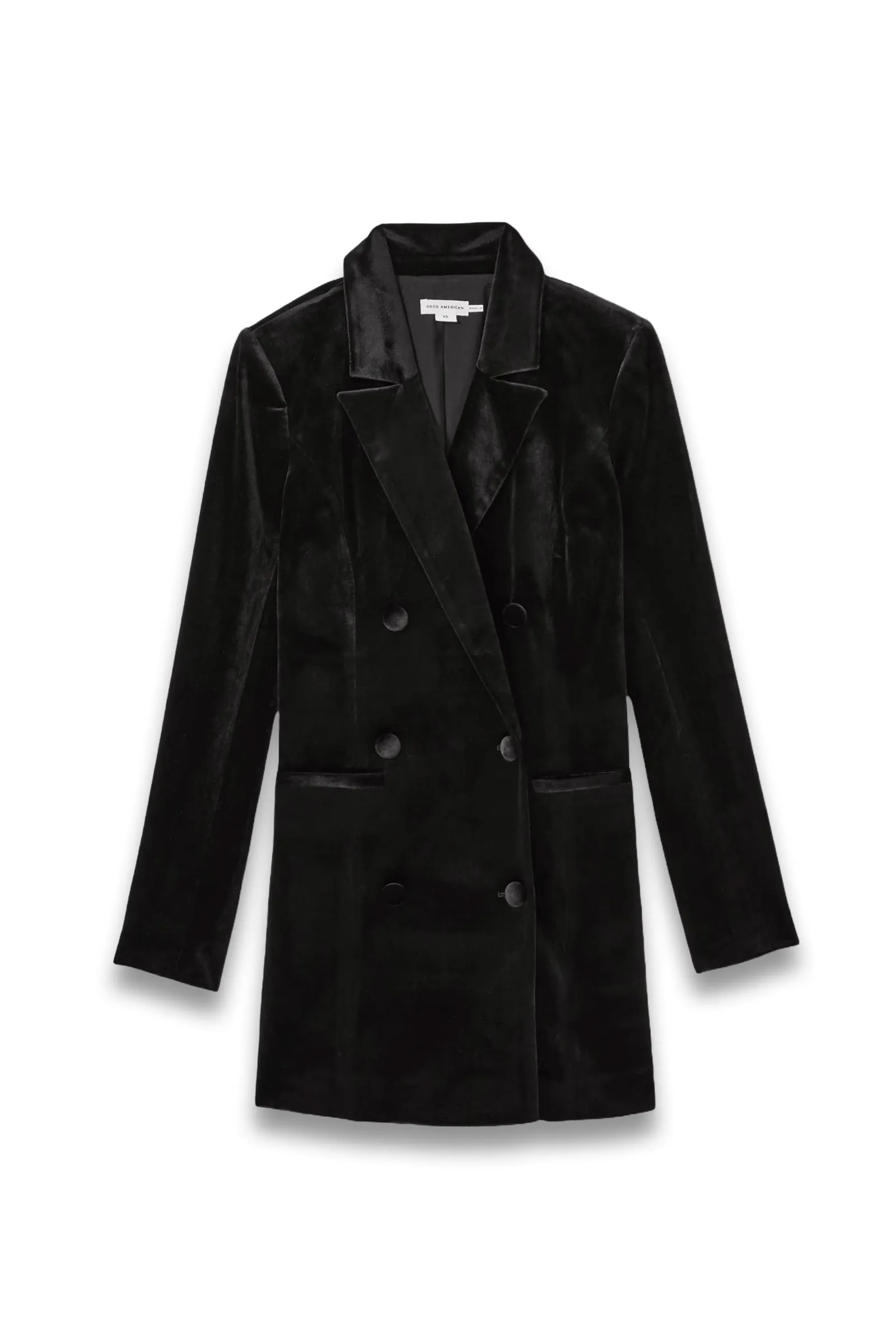 Good American Velvet Blazer Mini Dress in Black