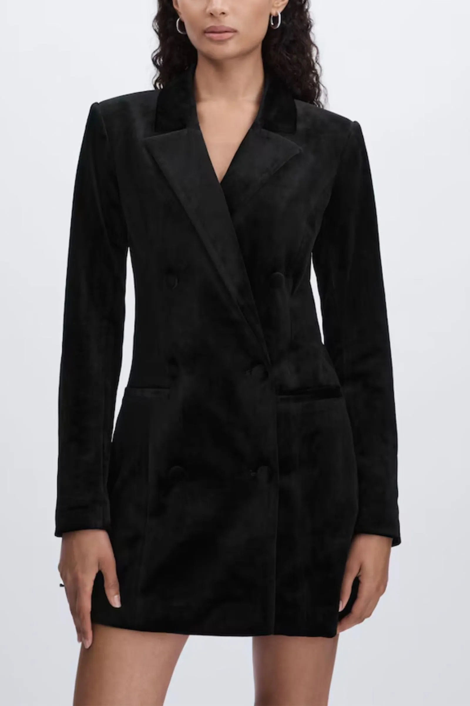 Good American Velvet Blazer Mini Dress in Black