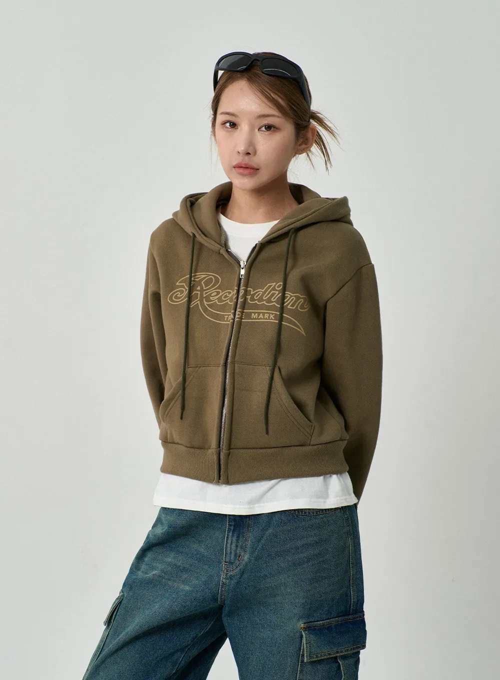 Graphic Hoodie Zipper Cropped Sweatshirt CD13