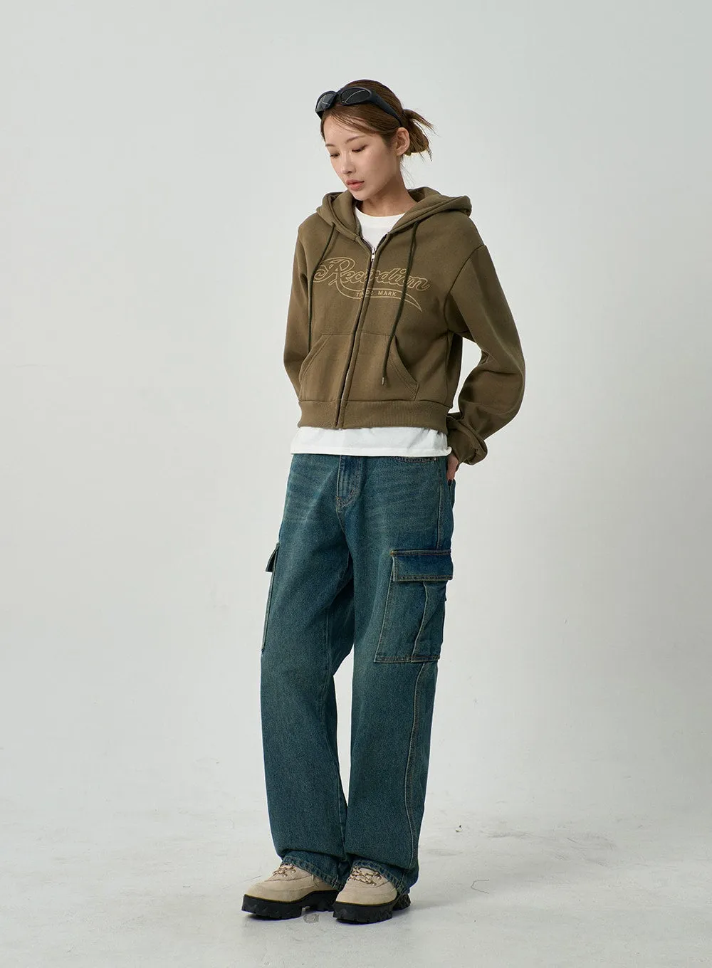 Graphic Hoodie Zipper Cropped Sweatshirt CD13