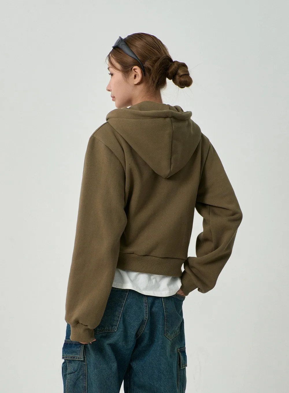 Graphic Hoodie Zipper Cropped Sweatshirt CD13