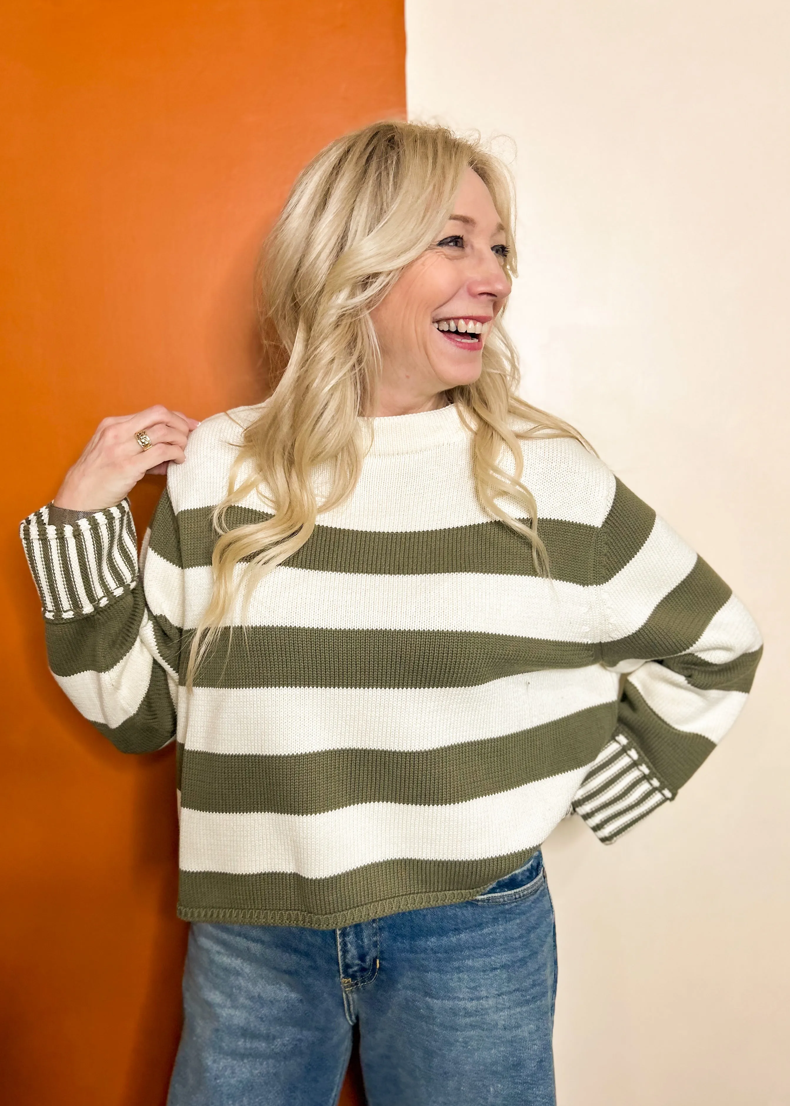 Hidden Agenda Striped Sweater