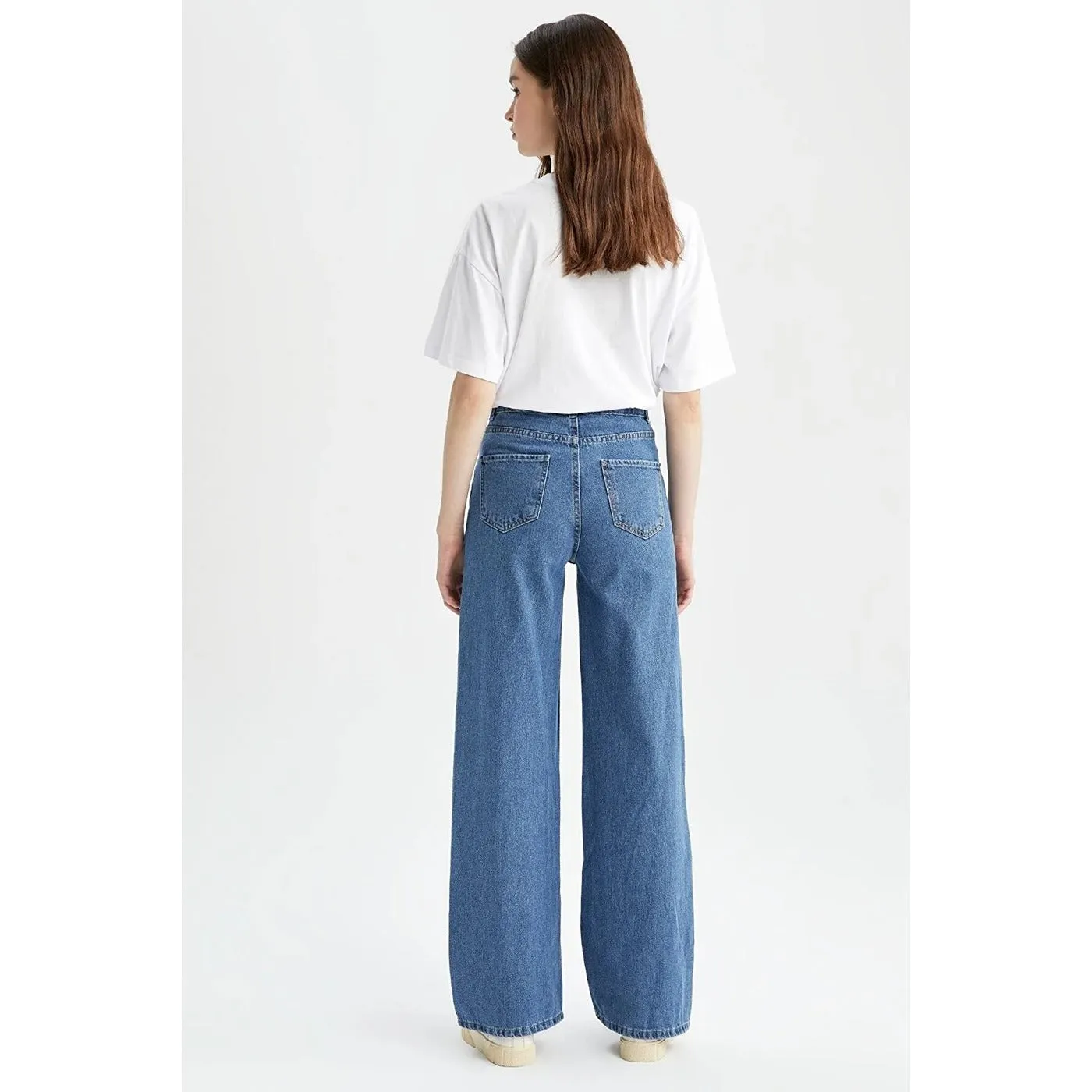 High Rise Blue Wide Leg Jeans