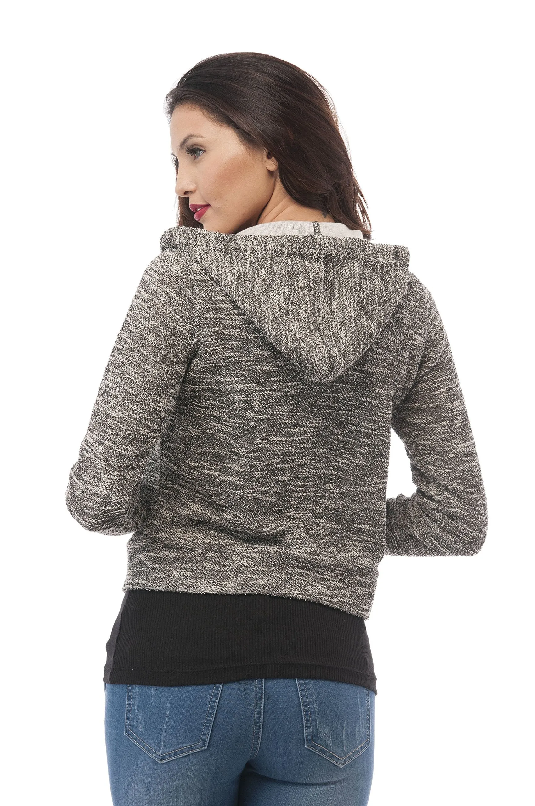 Hollywood Star Fashion Long Sleeve Hoodie Front Ziper Knit Sweater