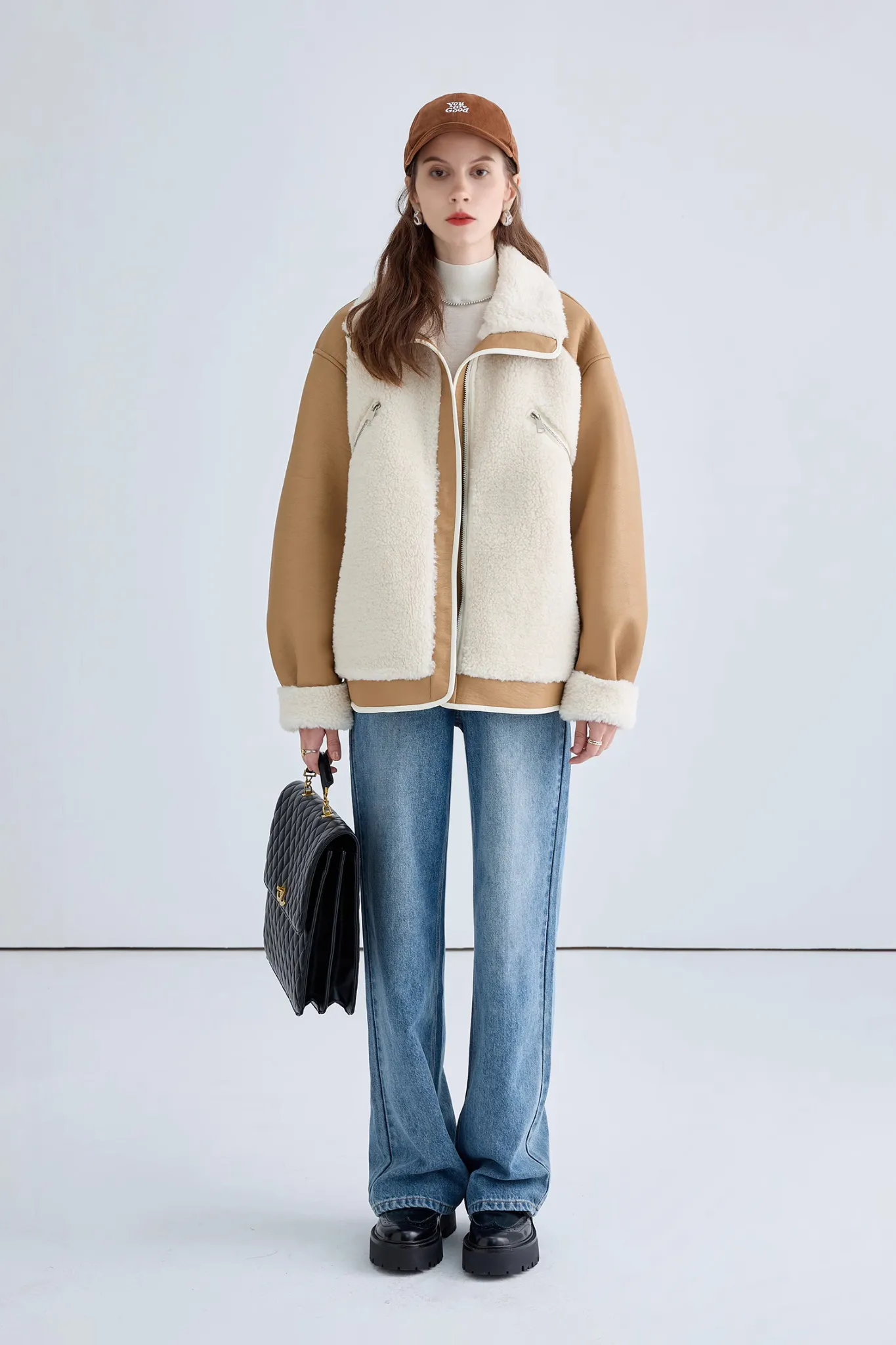 Integrated Shearling Faux Fur Jacket