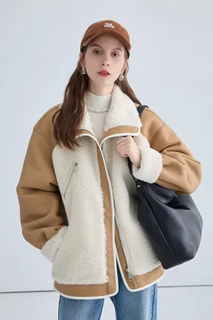 Integrated Shearling Faux Fur Jacket