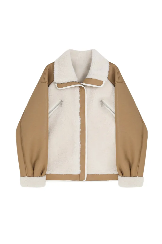 Integrated Shearling Faux Fur Jacket