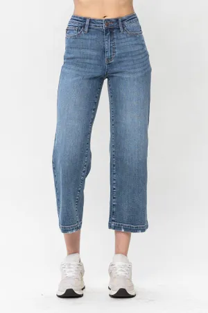 Kinley - Judy Blue Vintage Wash Cropped Wide Leg Jeans