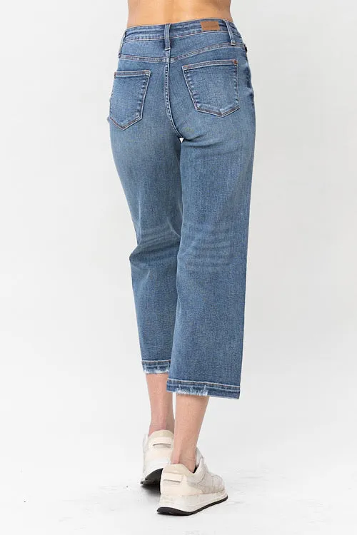 Kinley - Judy Blue Vintage Wash Cropped Wide Leg Jeans