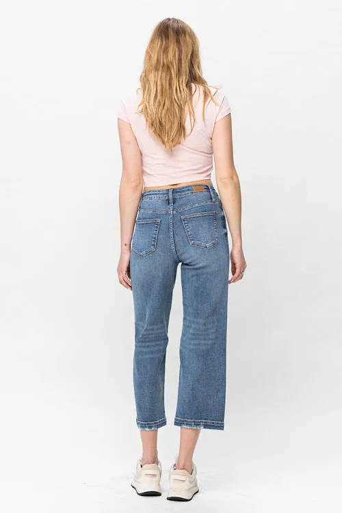 Kinley - Judy Blue Vintage Wash Cropped Wide Leg Jeans