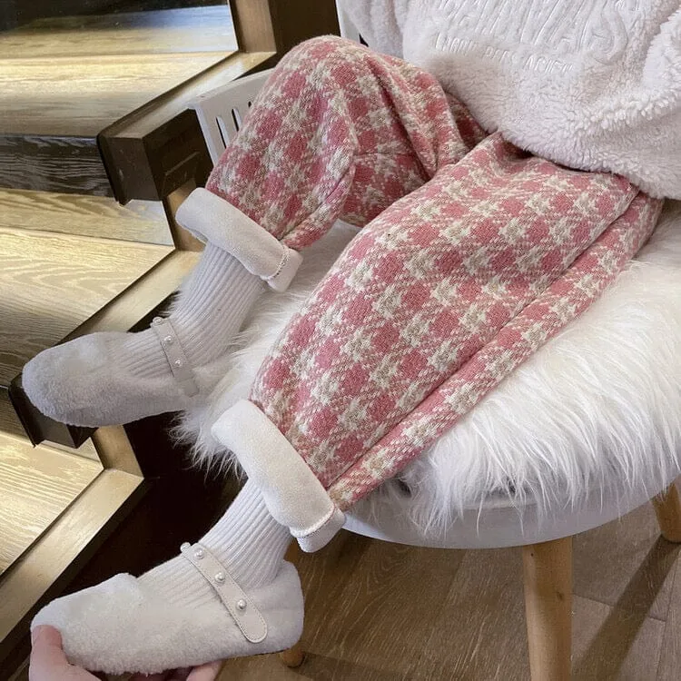 Kyra Plaid Winter Plush Casual Pants