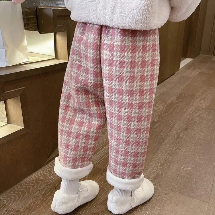 Kyra Plaid Winter Plush Casual Pants