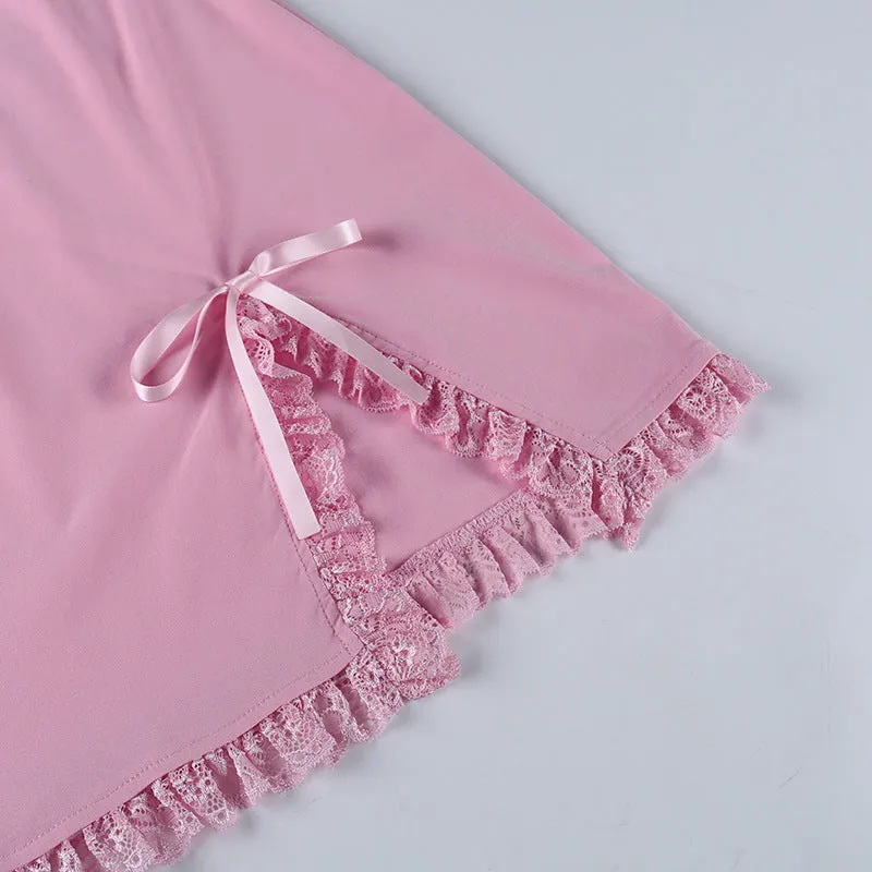 Lace Drawstring Slip Dress For Women