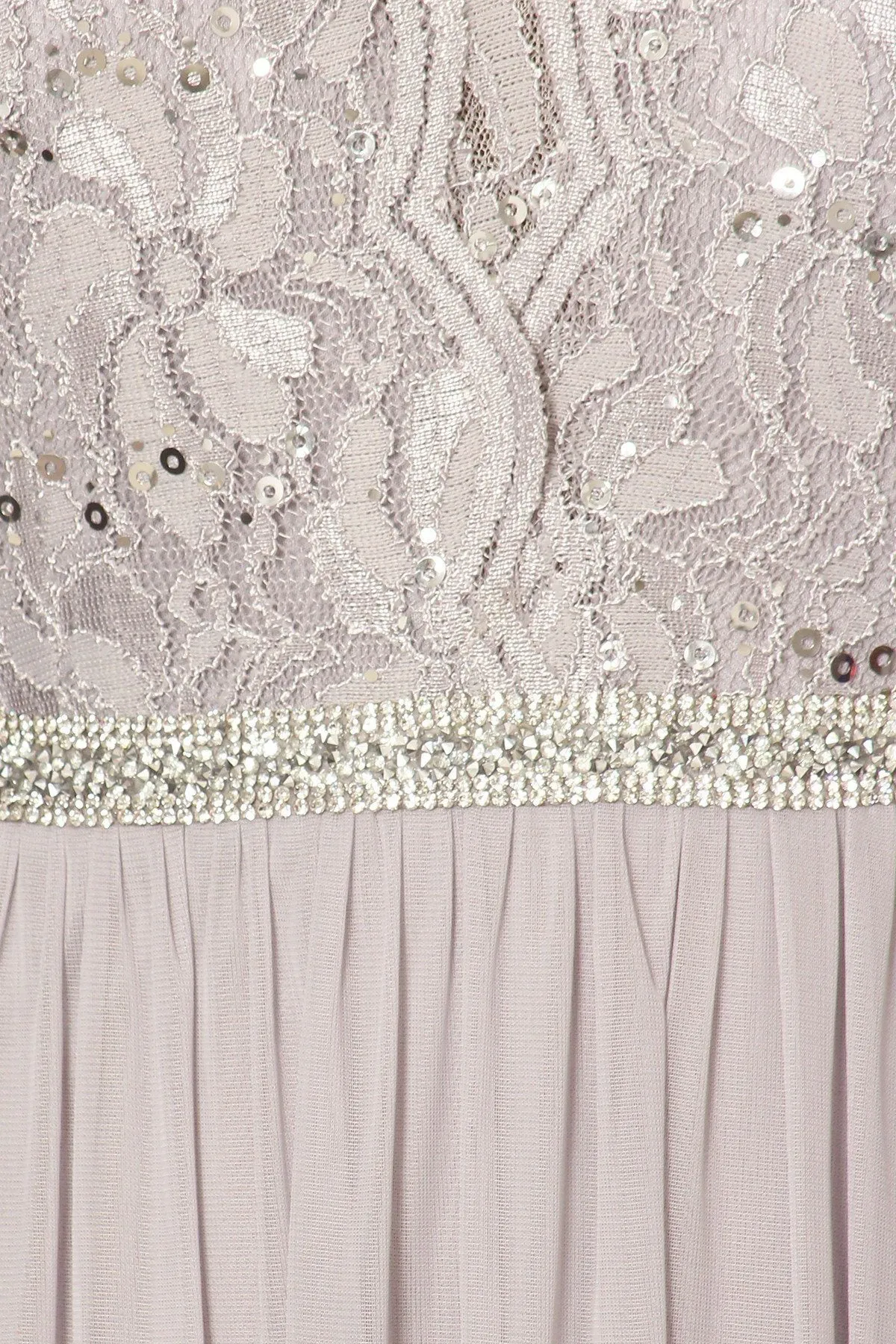 Long A-line Sleeveless Dress with Lace Bodice by Celavie 6467L