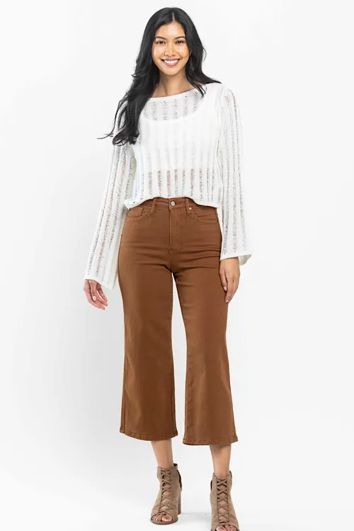 Maple - Tummy Control Dyed Wide Crop - Camel