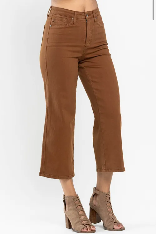 Maple - Tummy Control Dyed Wide Crop - Camel