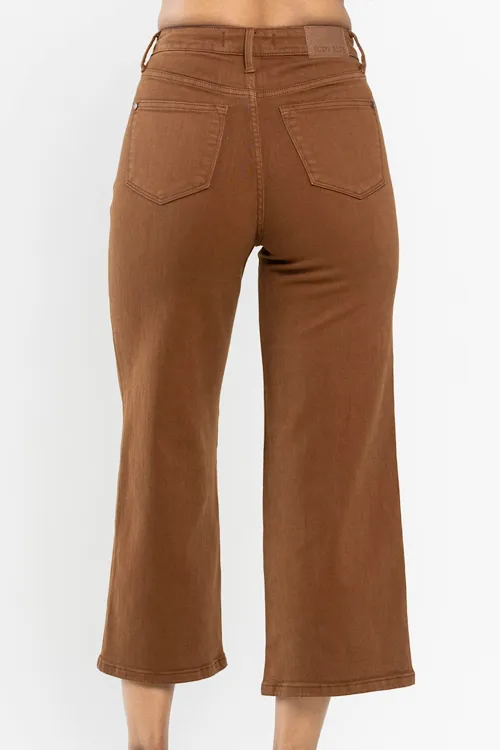Maple - Tummy Control Dyed Wide Crop - Camel