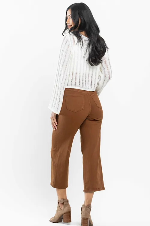 Maple - Tummy Control Dyed Wide Crop - Camel