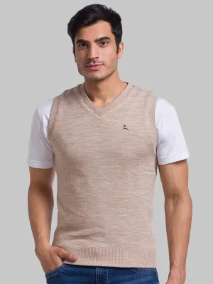 Men Green Solid Acrylic Sleeveless Sweaters