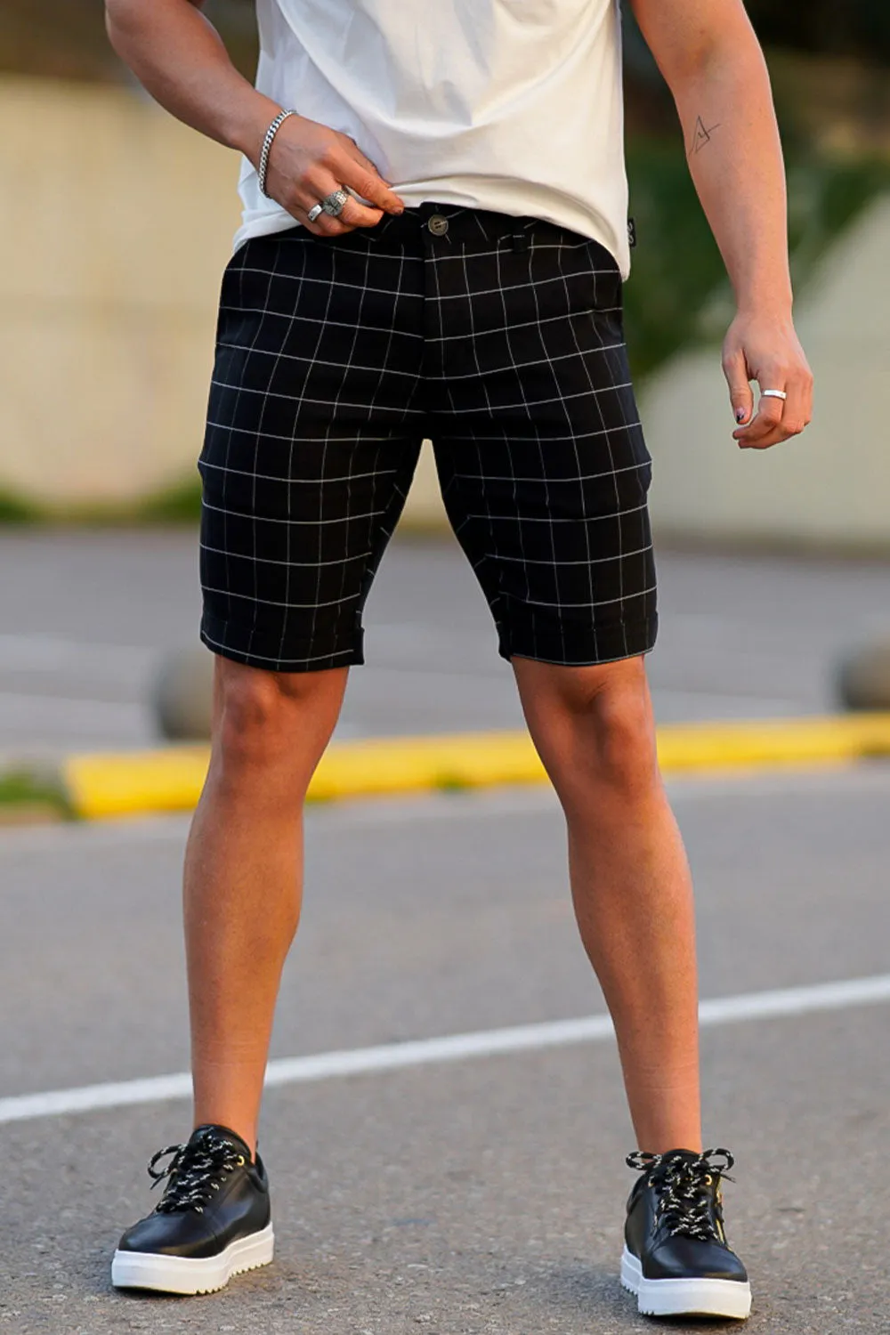 Men's Casual Black Chino Short
