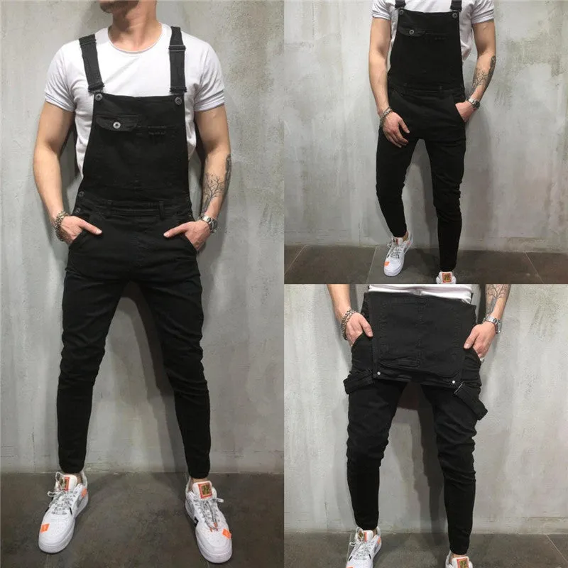 Men's Overalls Skinny Denim Vintage Trousers Jumpsuits Jeans