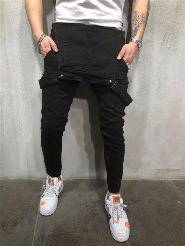 Men's Overalls Skinny Denim Vintage Trousers Jumpsuits Jeans