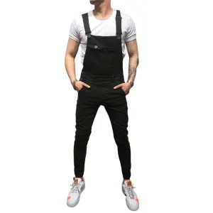 Men's Overalls Skinny Denim Vintage Trousers Jumpsuits Jeans