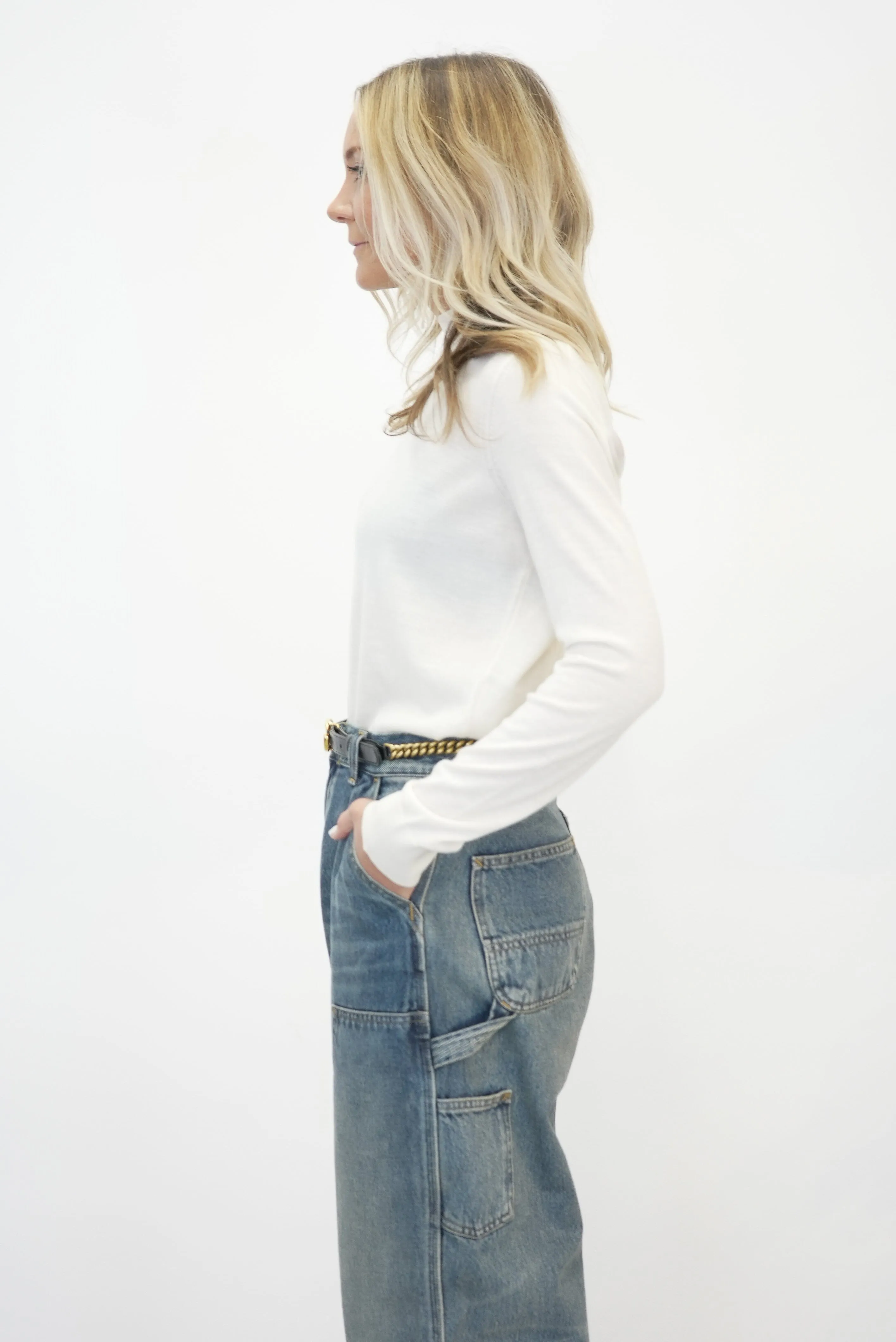 MONIQUE LONG SLEEVE SWEATER IN IVORY