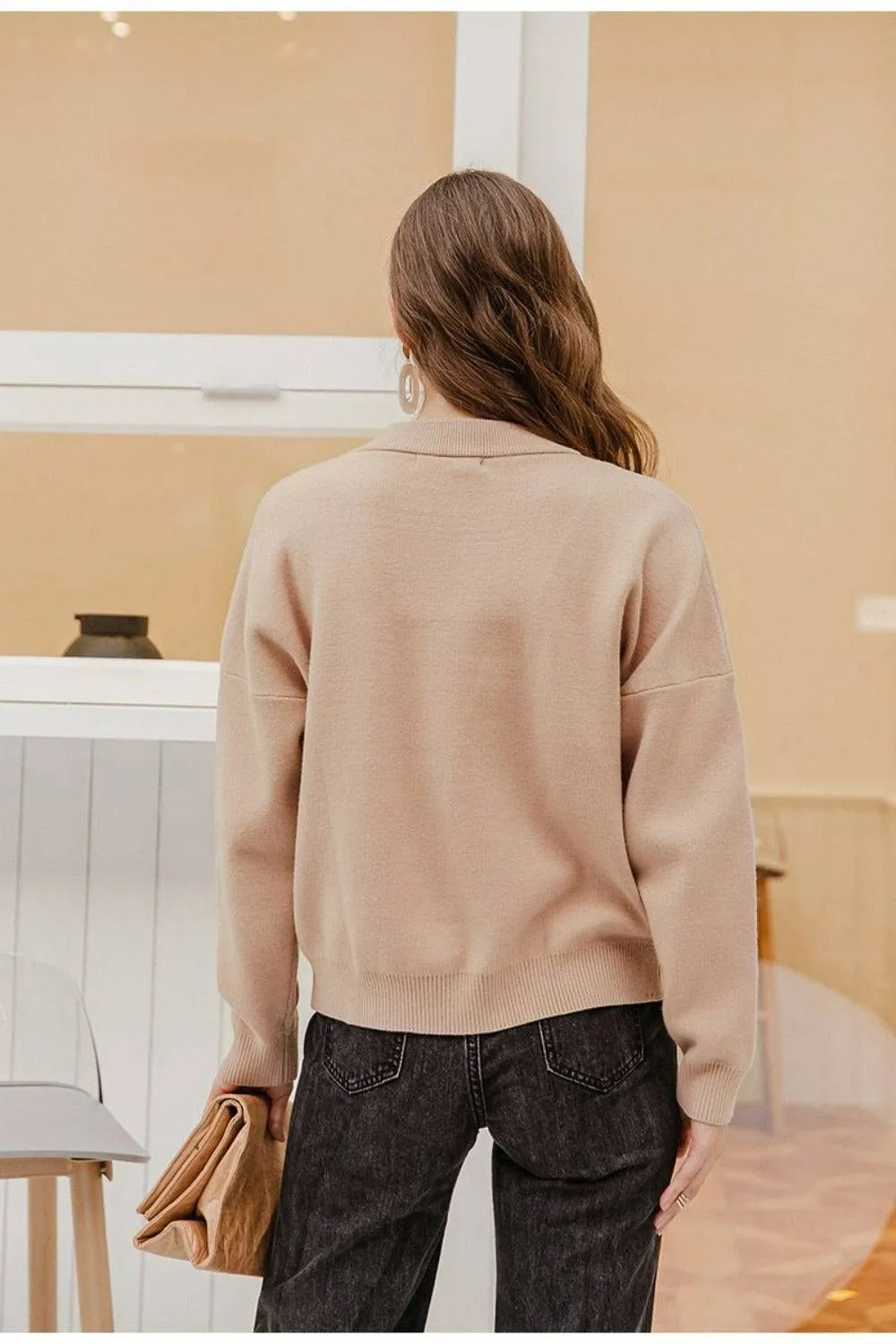Nude Natural Knitted Casual Pullover Sweater Top