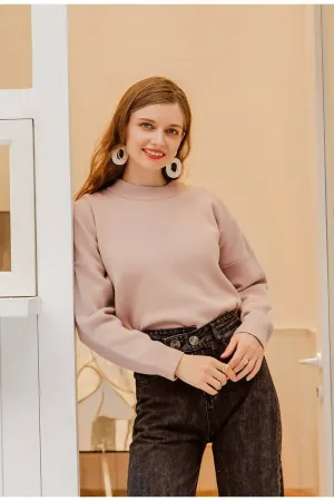 Nude Natural Knitted Casual Pullover Sweater Top