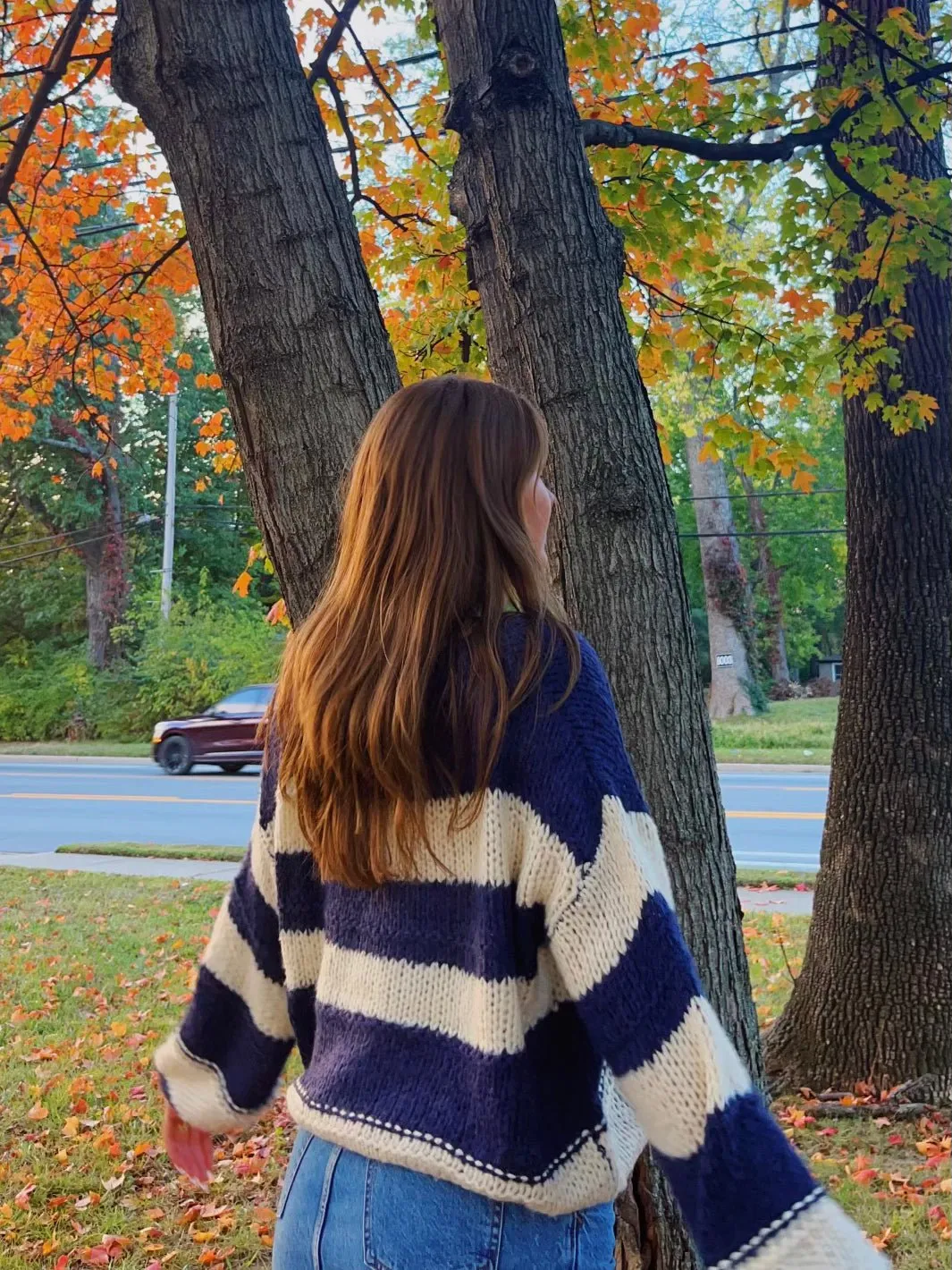 Poppy Navy and Cream Striped Oversized Sweater
