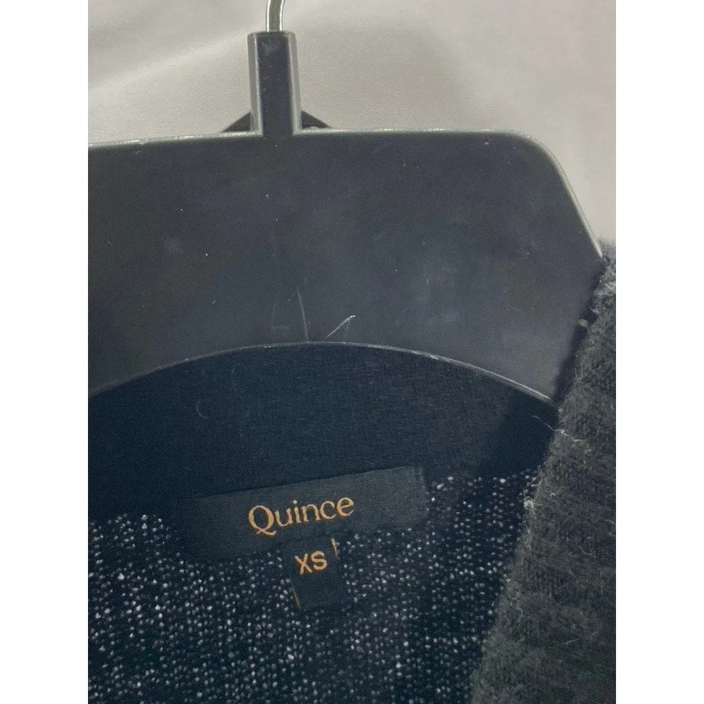 QUINCE Women's Black Wool-Blend Mock-Neck Knit Pullover Sweater SZ XS
