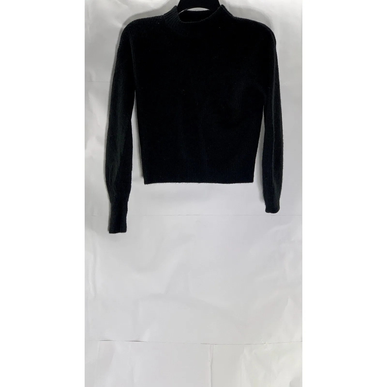 QUINCE Women's Black Wool-Blend Mock-Neck Knit Pullover Sweater SZ XS